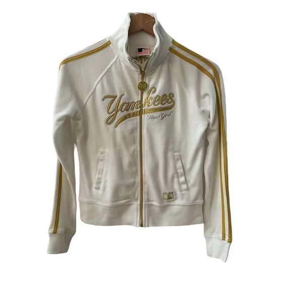 MLB - LB-03 ~ New York Yankees ~ Ivory Velour Jacket with gold stitching  size L - Picture 1 of 16